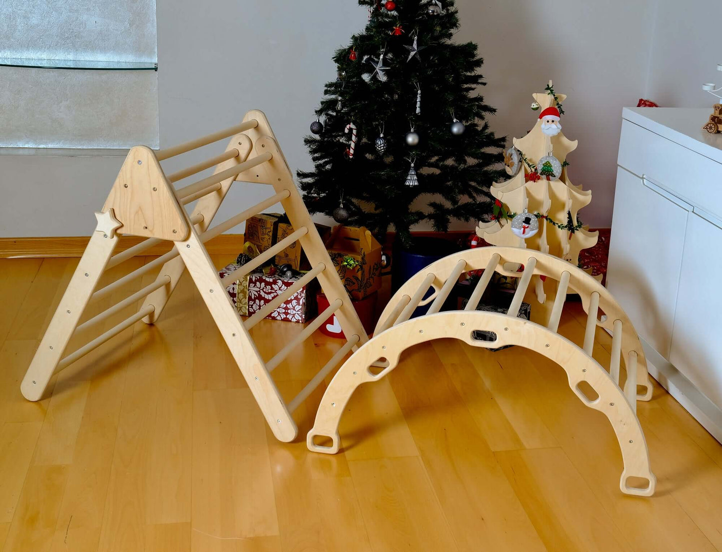 5-Piece Montessori Climbing Set – Triangle, Arch, 2 Reversible Ramps & Cotton Pillow