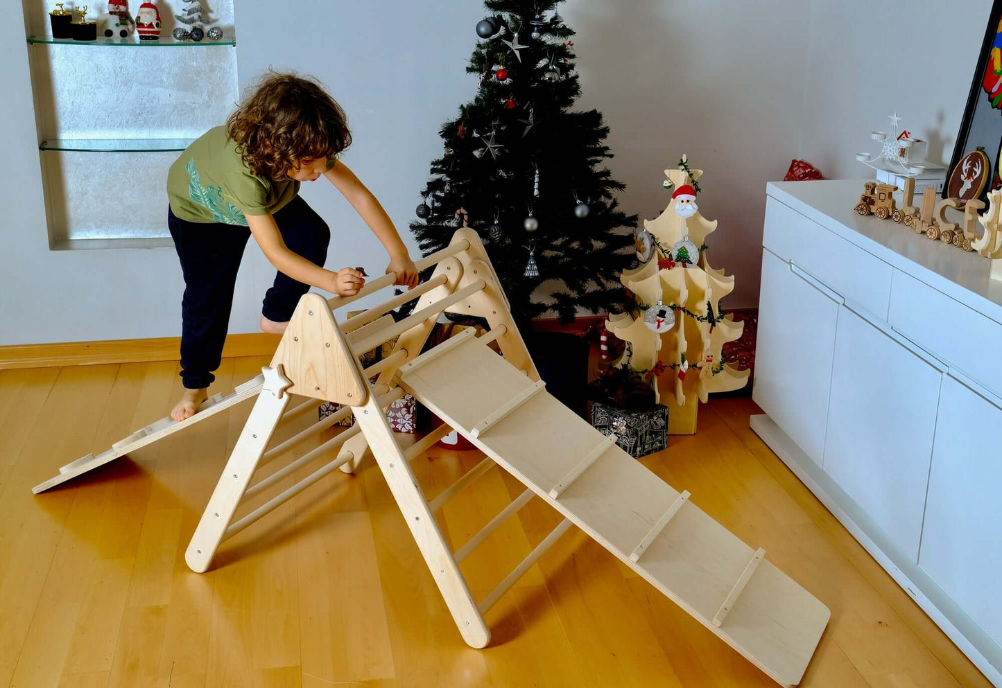 5-Piece Montessori Climbing Set – Triangle, Arch, 2 Reversible Ramps & Cotton Pillow