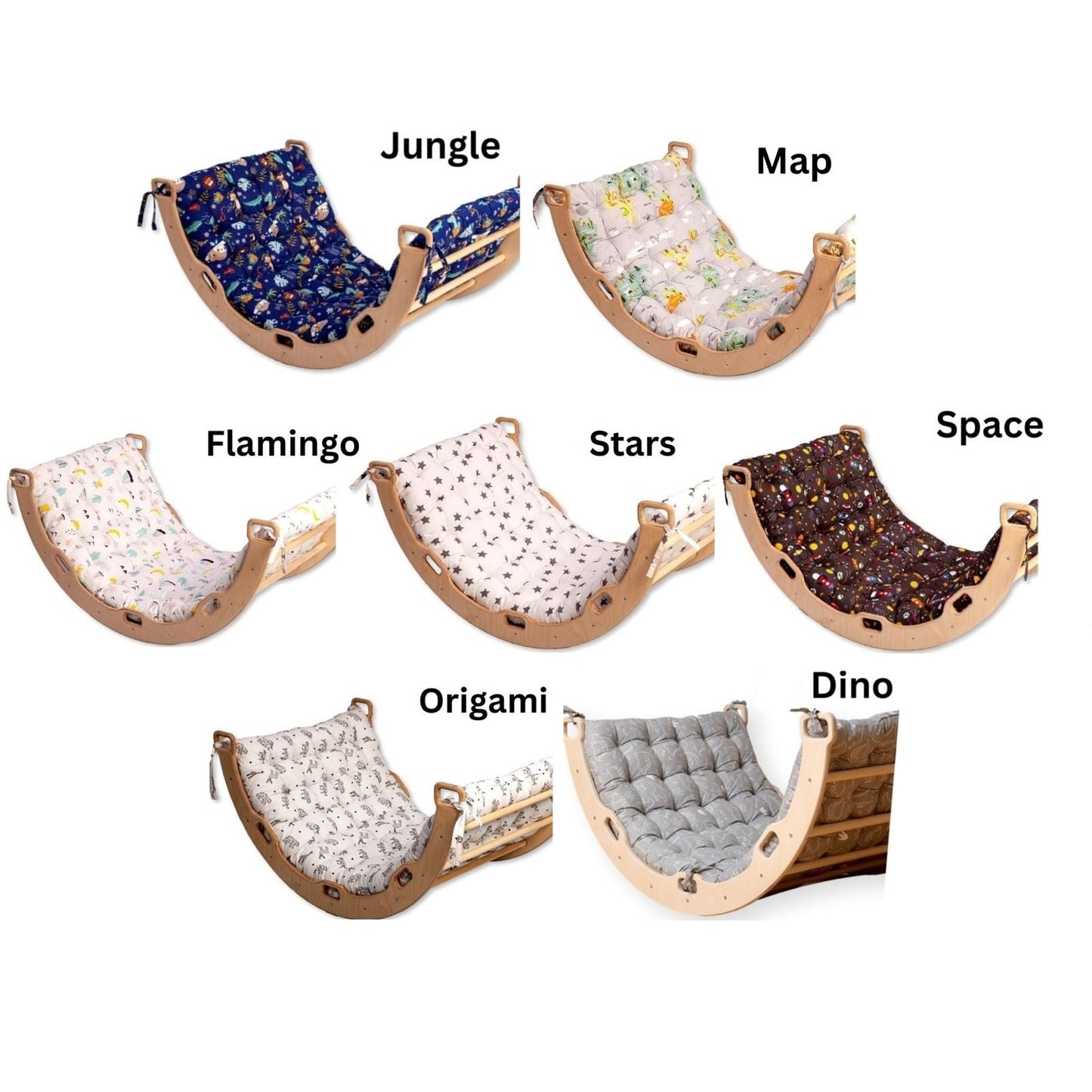 4-Piece Montessori Climbing Set - Triangle, Arch, Reversible Ramp & Cotton Pillow