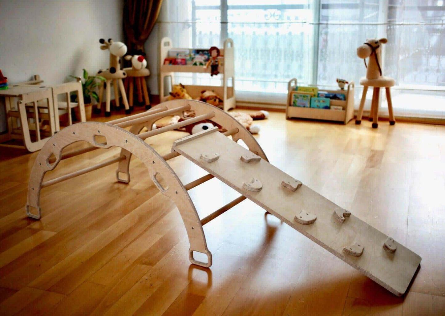 2-Piece Montessori Climbing Set - Arch and Reversible Ramp