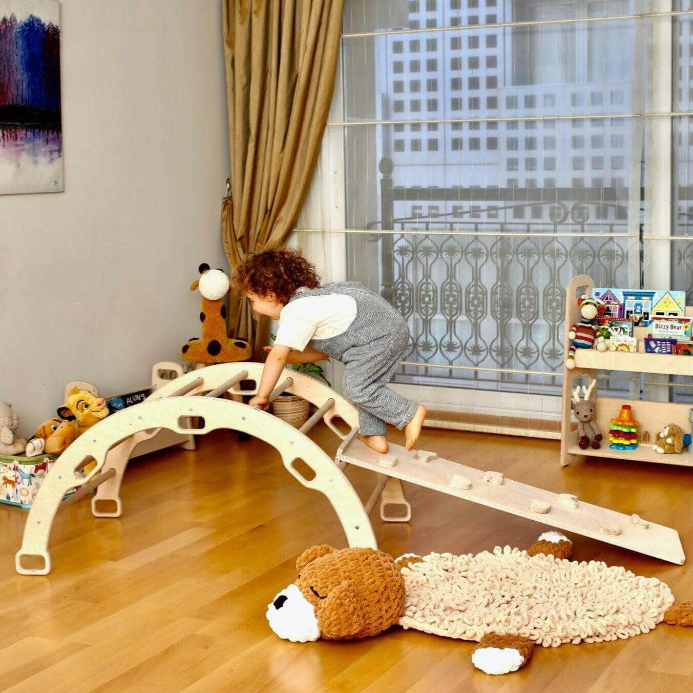 2-Piece Montessori Climbing Set - Arch and Reversible Ramp