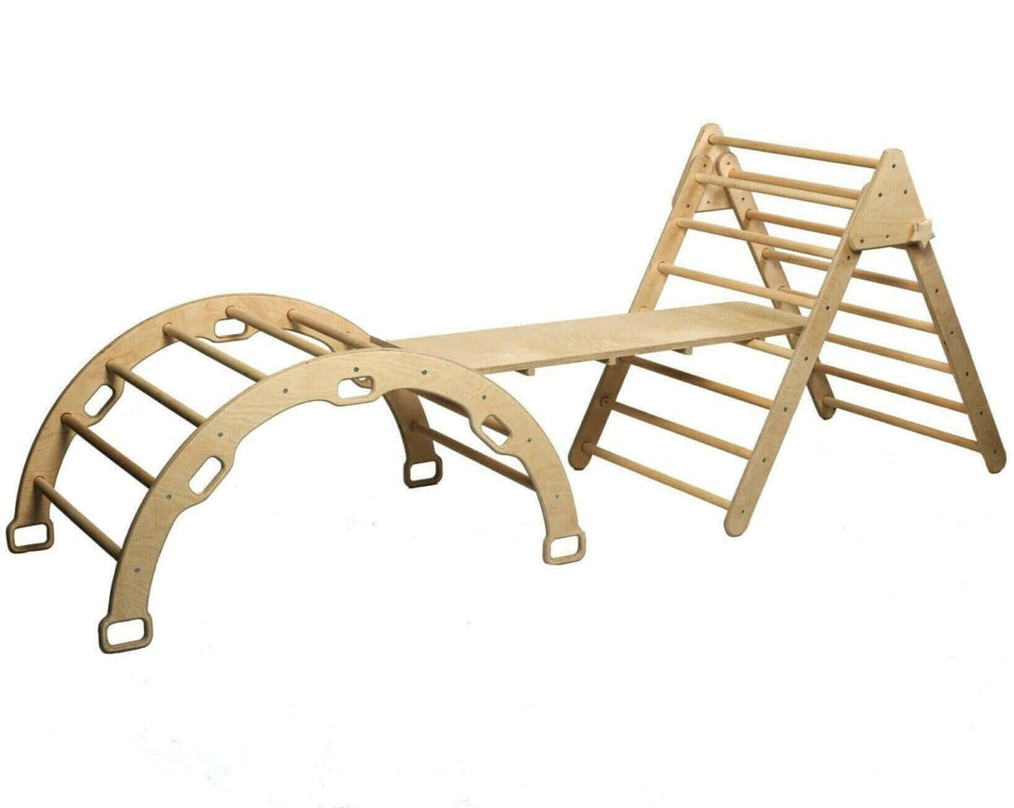 3-Piece Montessori Climbing Set - Triangle, Arch & Reversible Ramp