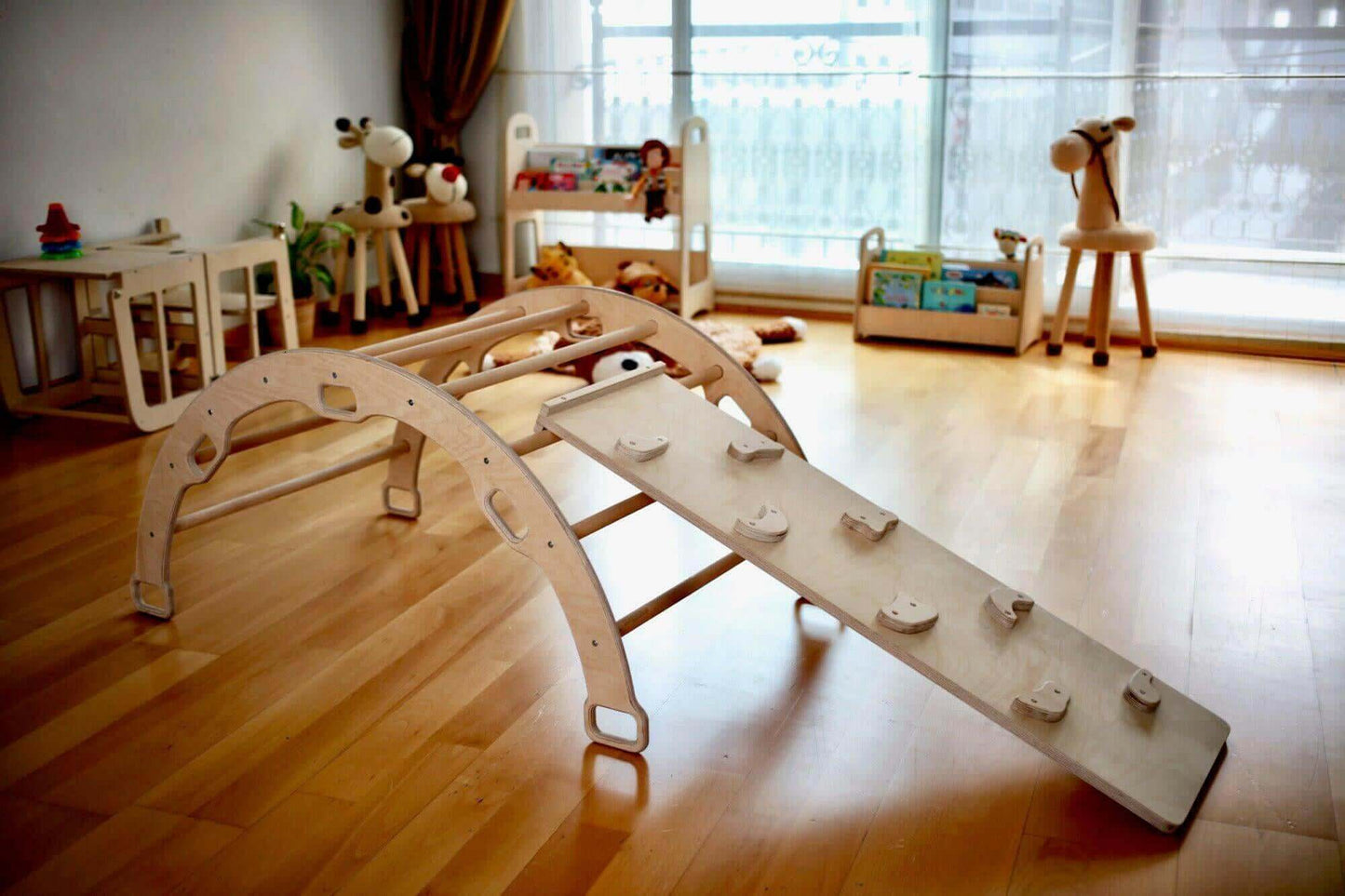 3-Piece Montessori Climbing Set - Triangle, Arch & Reversible Ramp