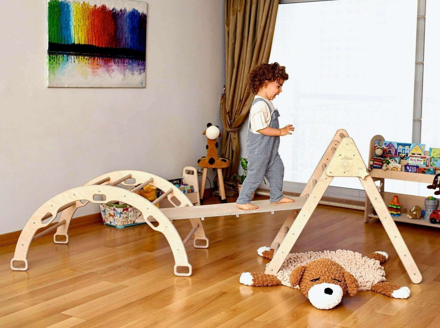 3-Piece Montessori Climbing Set - Triangle, Arch & Reversible Ramp