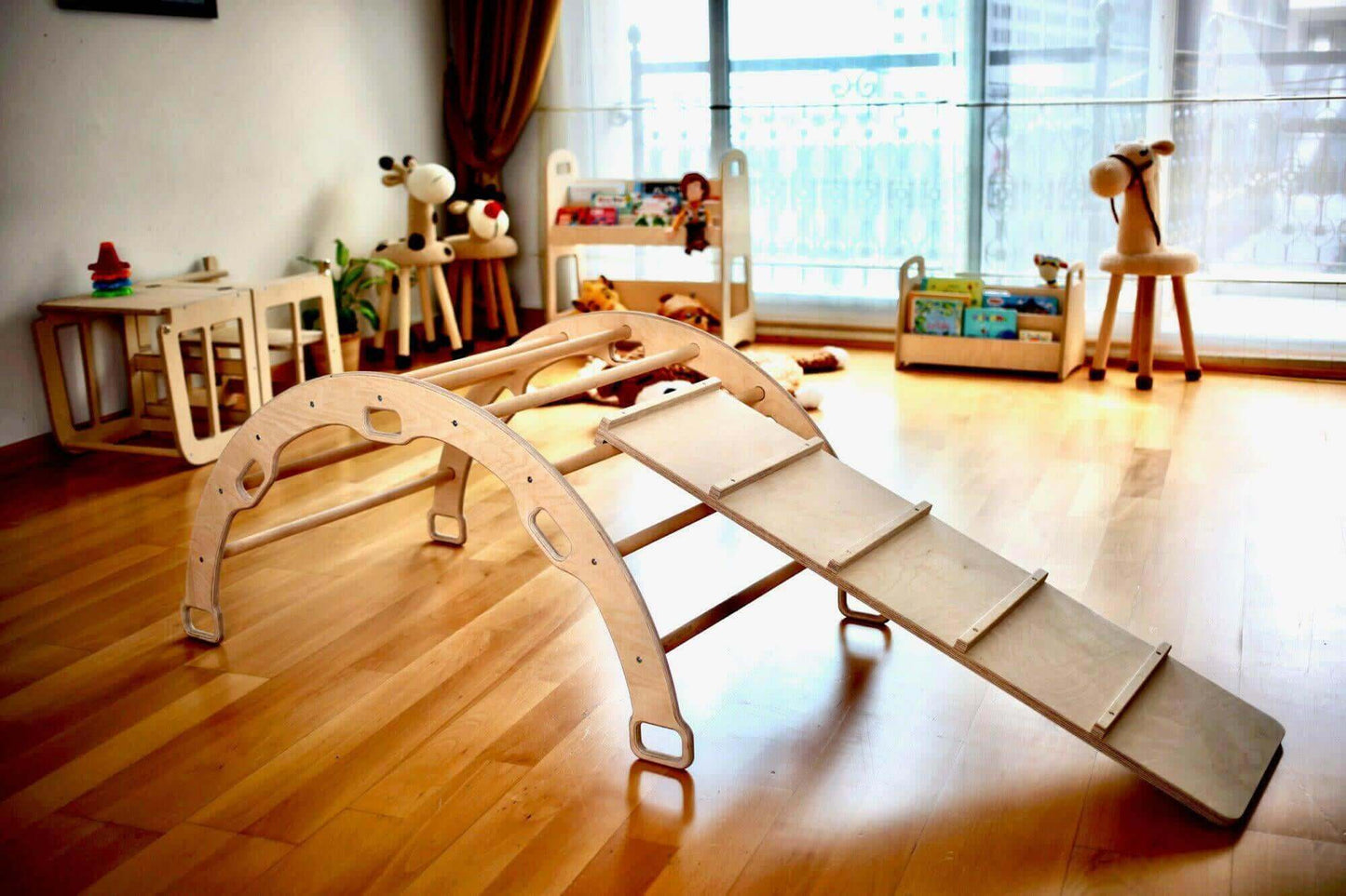 3-Piece Montessori Climbing Set - Triangle, Arch & Reversible Ramp