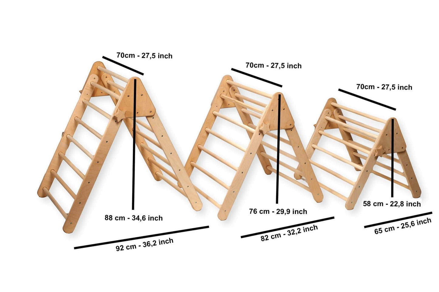 2-Piece Montessori Climber Set - Triangle (3 Sizes) & Ramp