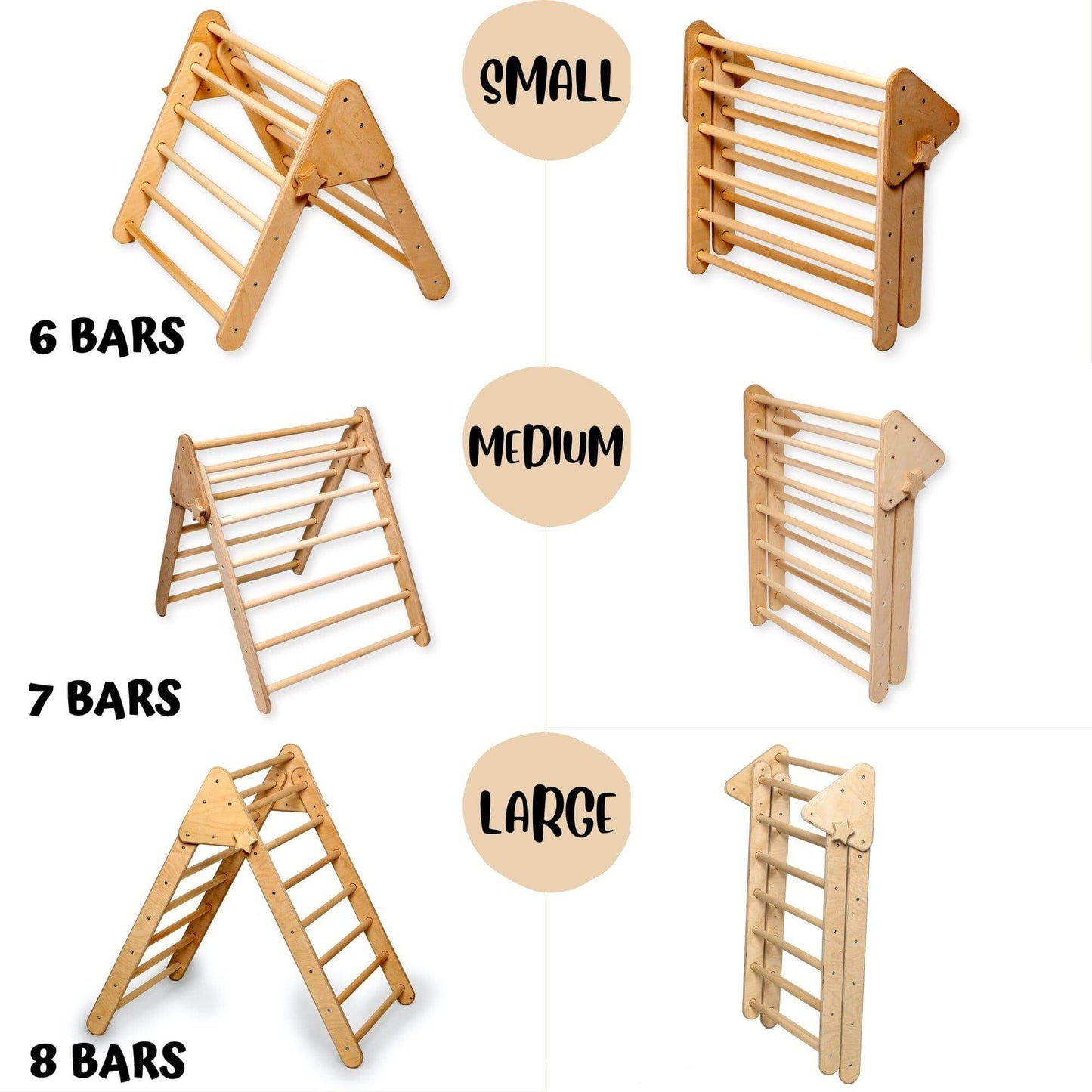 2-Piece Montessori Climber Set - Triangle (3 Sizes) & Ramp