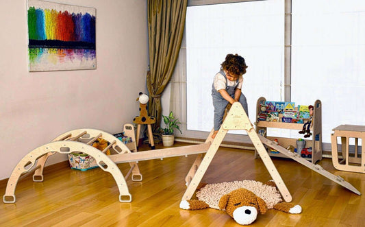 4-Piece Montessori Climbing Set – Triangle, Arch & 2 Reversible Ramps