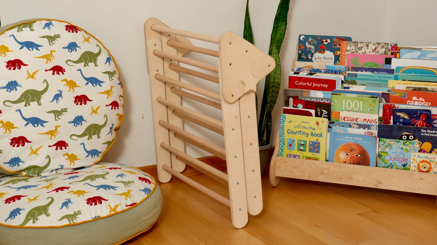 4-Piece Montessori Climbing Set - Triangle, Arch, Reversible Ramp & Cotton Pillow