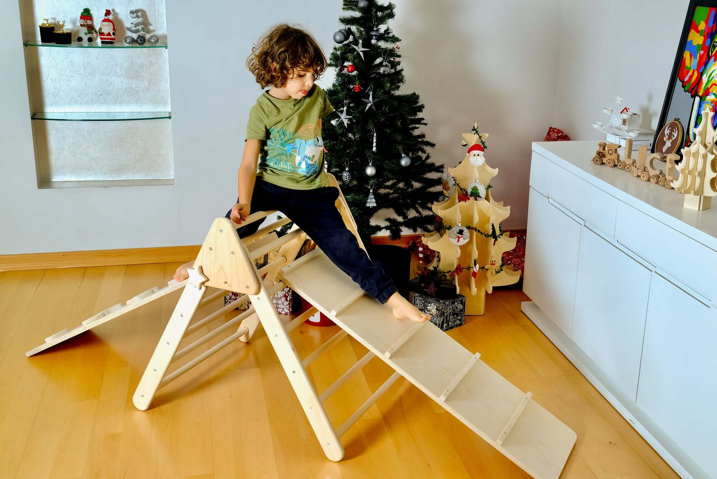 5-Piece Montessori Climbing Set – Triangle, Arch, 2 Reversible Ramps & Cotton Pillow