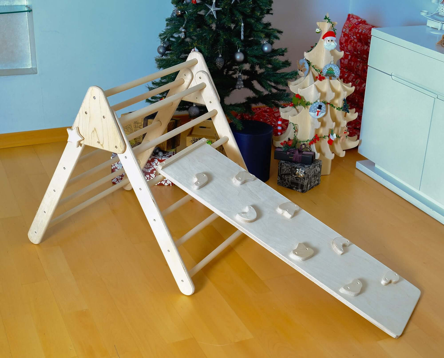 5-Piece Montessori Climbing Set – Triangle, Arch, 2 Reversible Ramps & Cotton Pillow