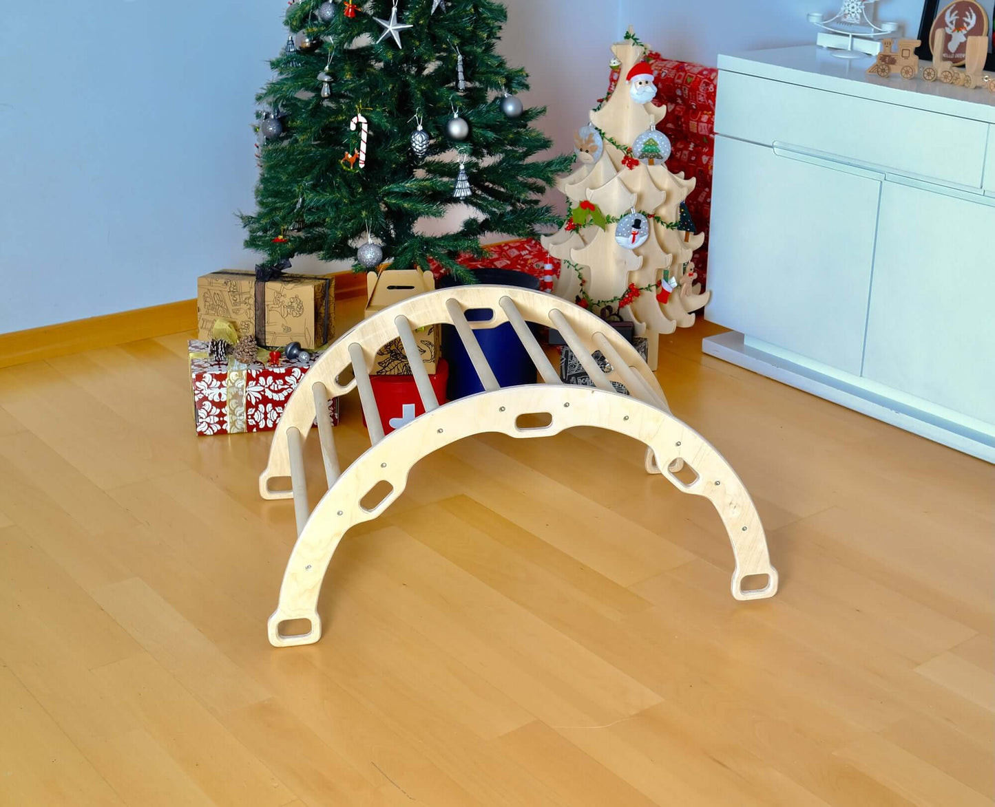 5-Piece Montessori Climbing Set – Triangle, Arch, 2 Reversible Ramps & Cotton Pillow