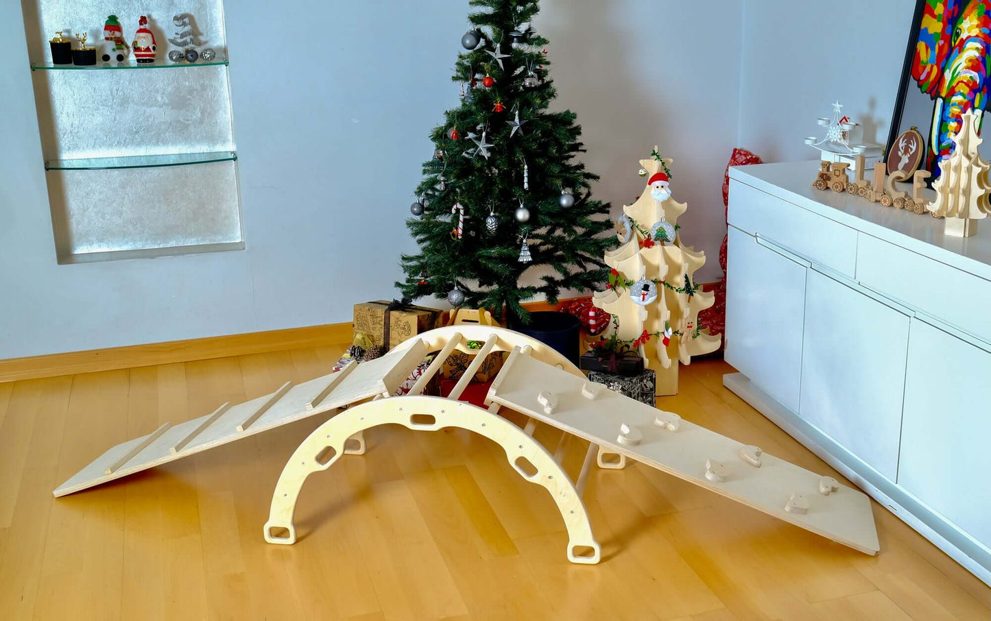 5-Piece Montessori Climbing Set – Triangle, Arch, 2 Reversible Ramps & Cotton Pillow