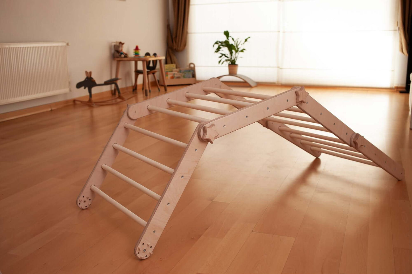 6-Piece Montessori Climbing Set – Triangle, Arch, Transformable Cube, 2 Reversible Ramps & Cotton Pillow