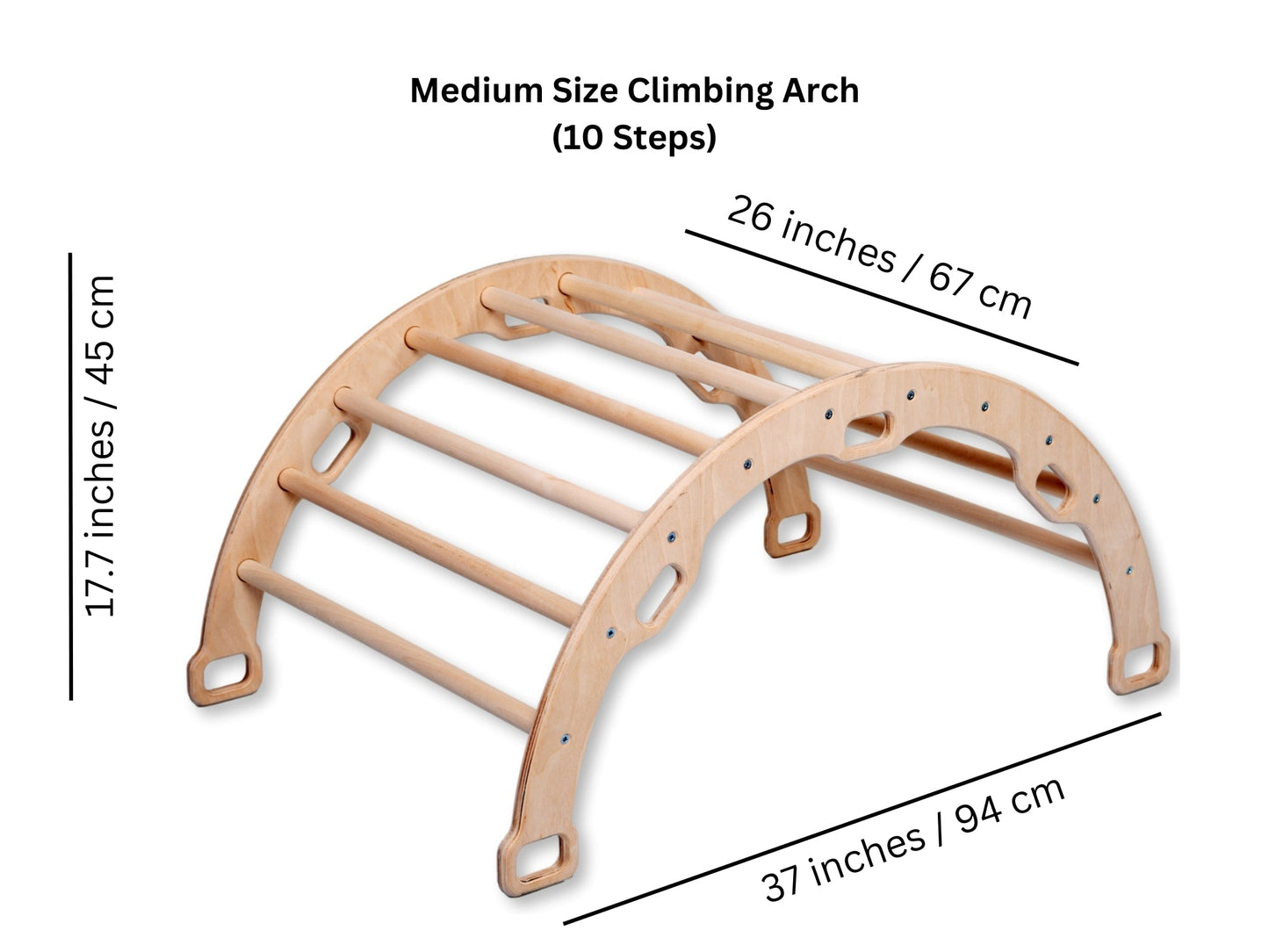4-Piece Montessori Climbing Set - Triangle, Arch, Reversible Ramp & Cotton Pillow