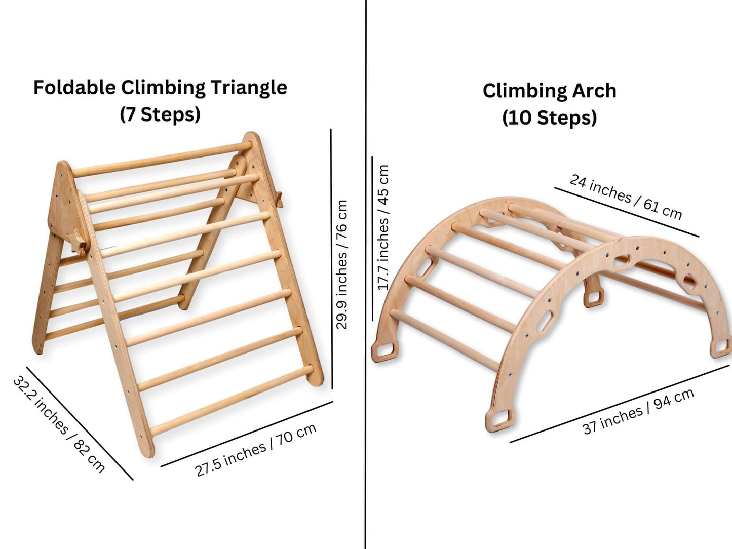 5-Piece Montessori Climbing Set – Triangle, Arch, 2 Reversible Ramps & Cotton Pillow
