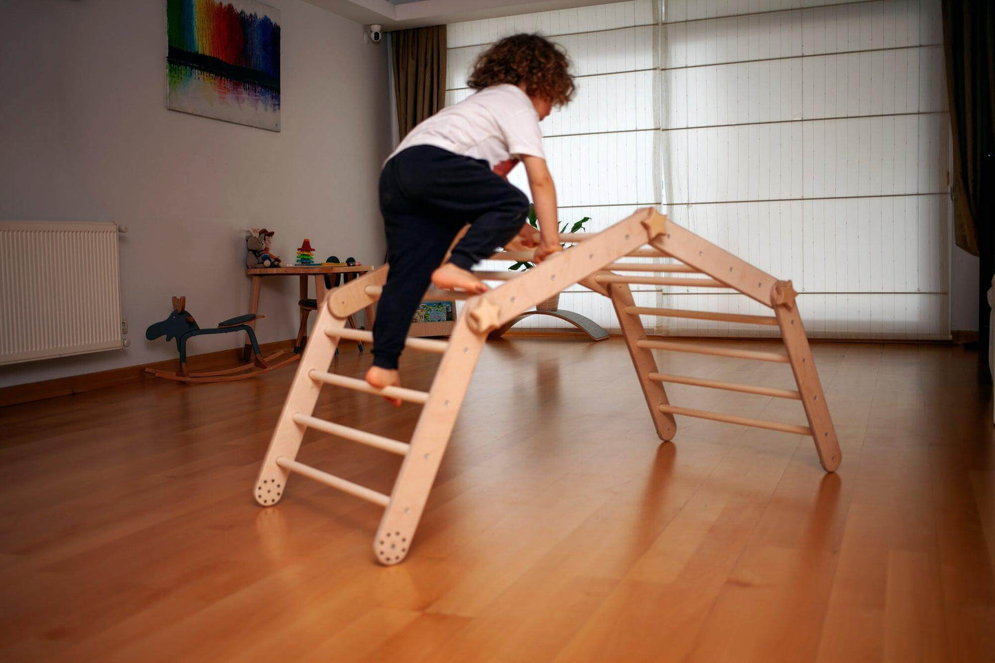 3-Piece Montessori Climbing Set – Transformable Cube, Triangle & Reversible Ramp